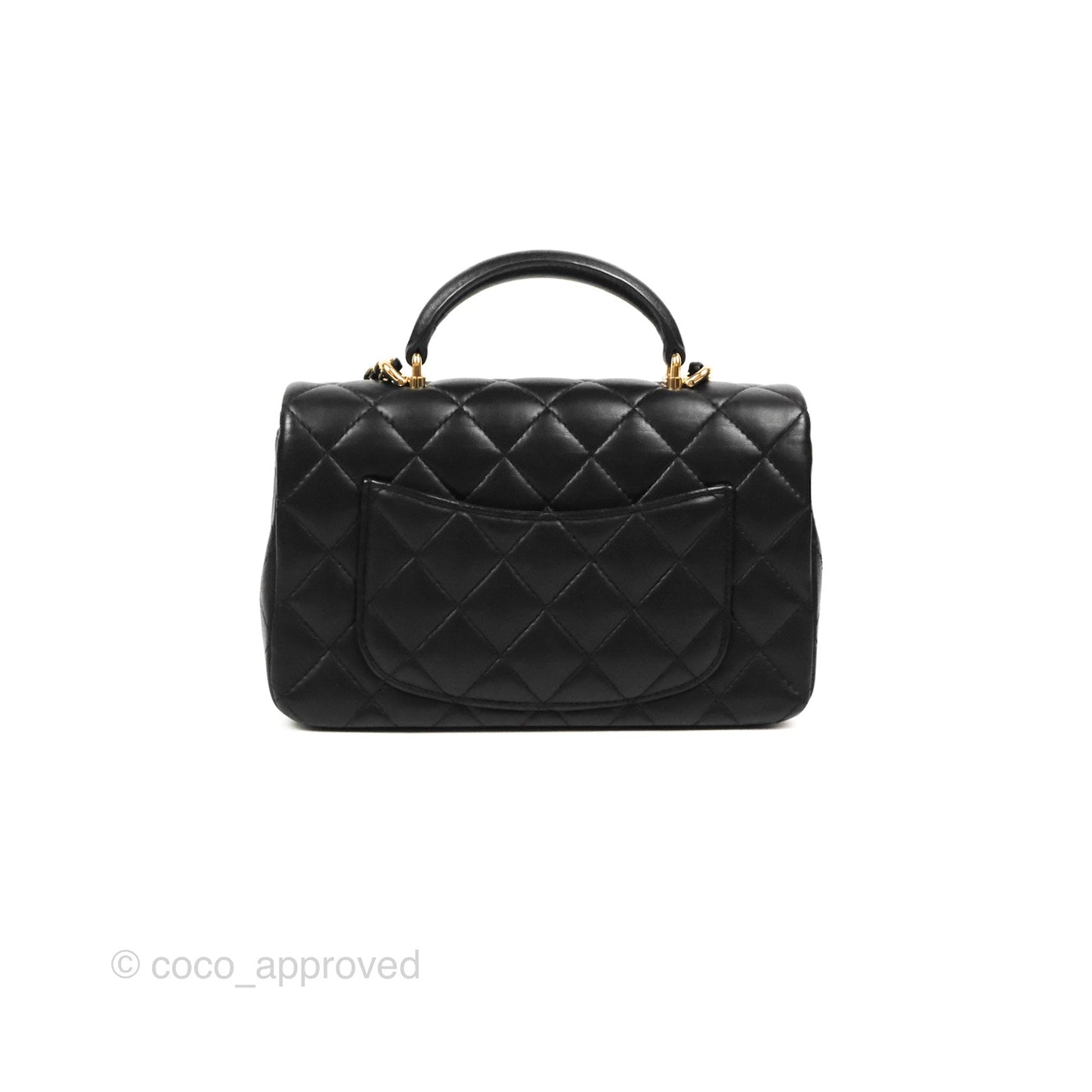 Chanel Top Handle Mini Rectangular Flap Bag Black Lambskin Gold Hardware