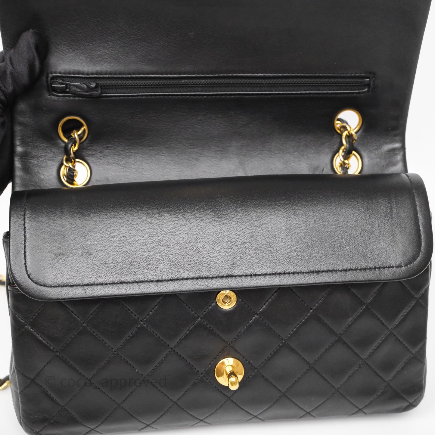 Chanel Vintage Medium Classic Flap Black Lambskin 24K Gold Hardware