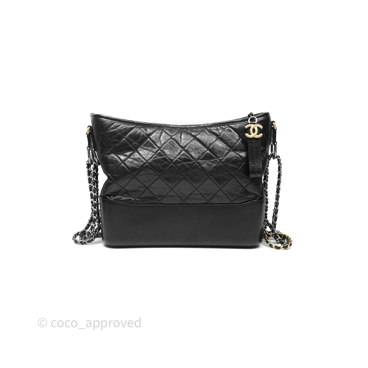 Chanel Large Gabrielle Hobo Black Aged Calfskin Mixed Hardware