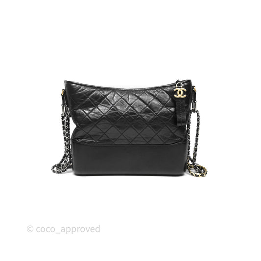 Chanel Large Gabrielle Hobo Black Aged Calfskin Mixed Hardware