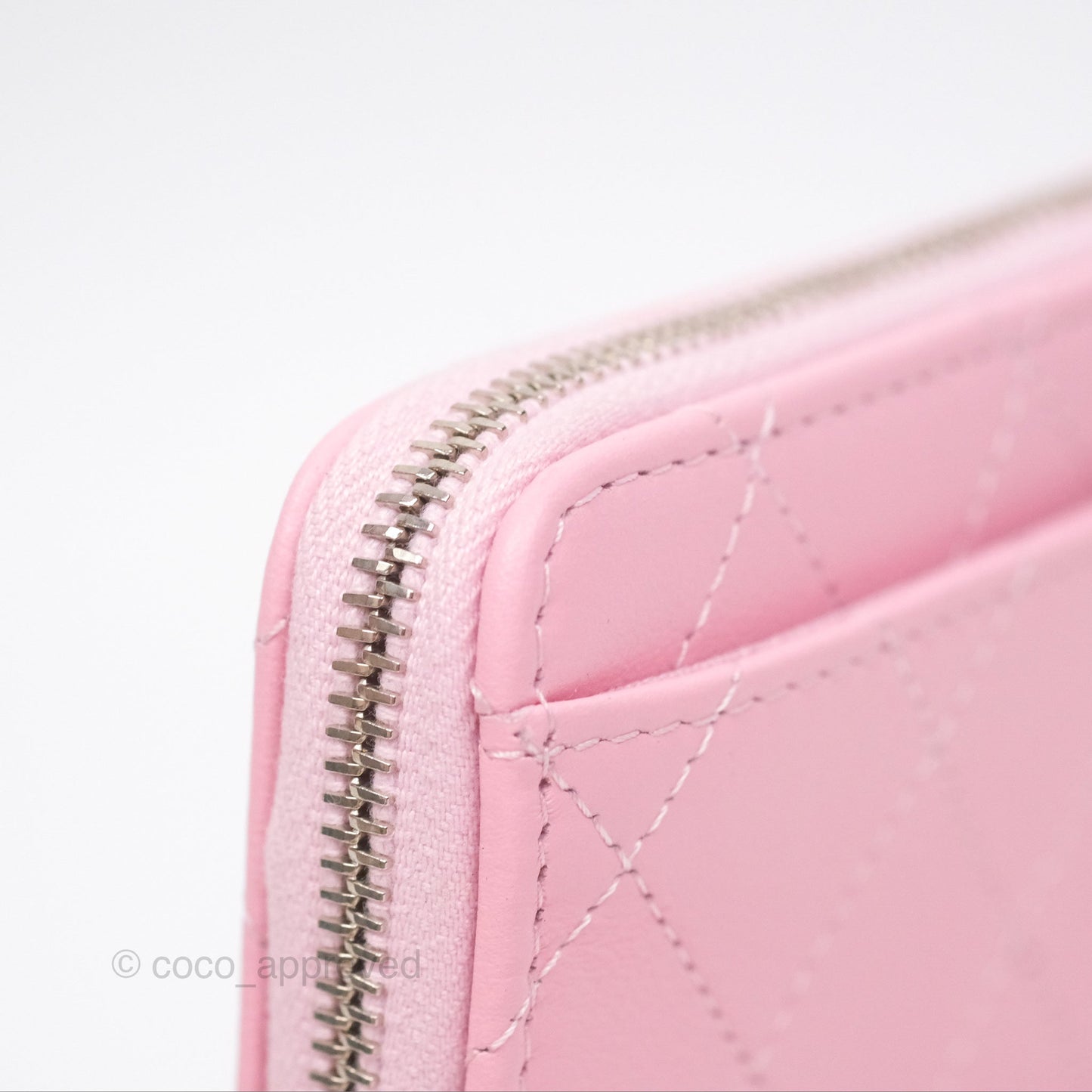 Chanel Classic Zipped Coin Purse Pink CC Silver Hardware