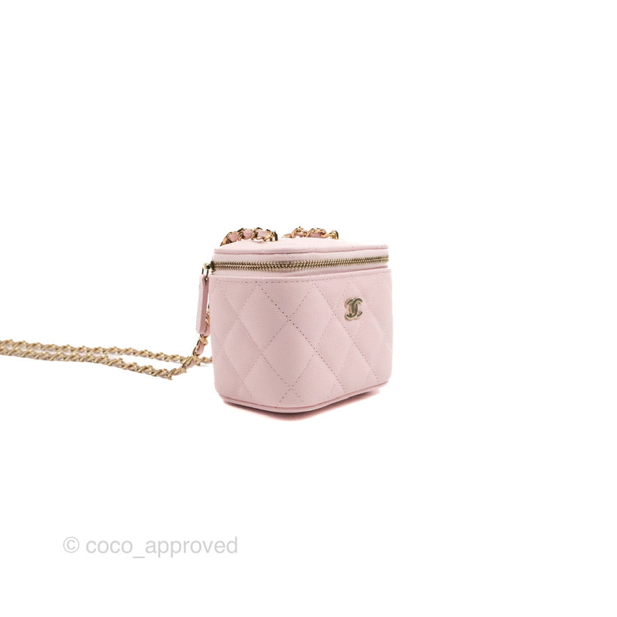 Chanel Mini Vanity With Chain Pink Caviar Gold Hardware