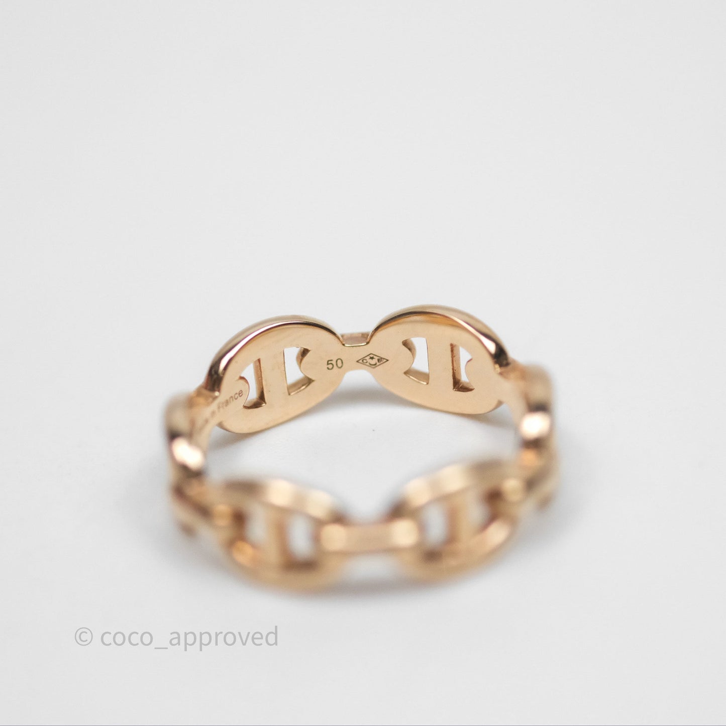 Hermès Chaine d'Ancre Enchainee Band Ring PM Rose Gold Size 50