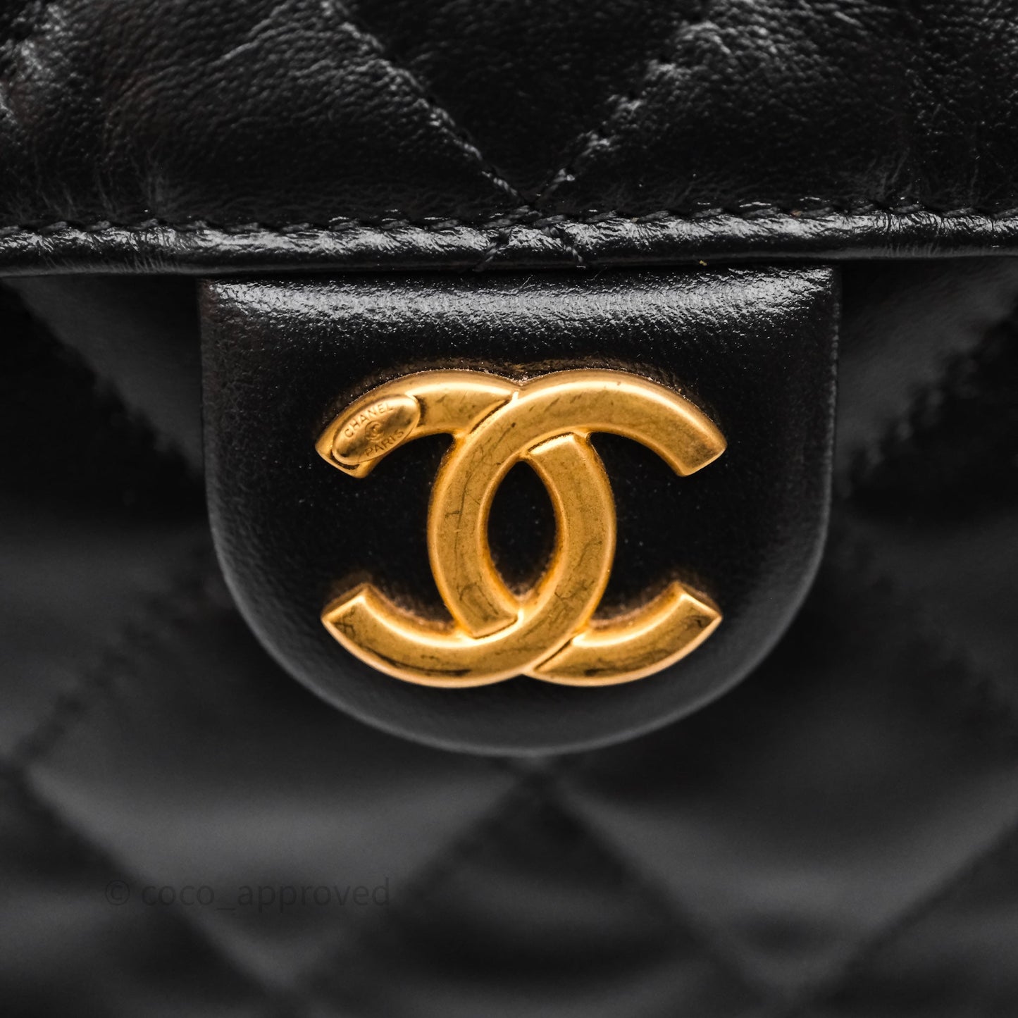 Chanel 25 Medium Black Crumpled Calfskin Aged Gold Hardware
