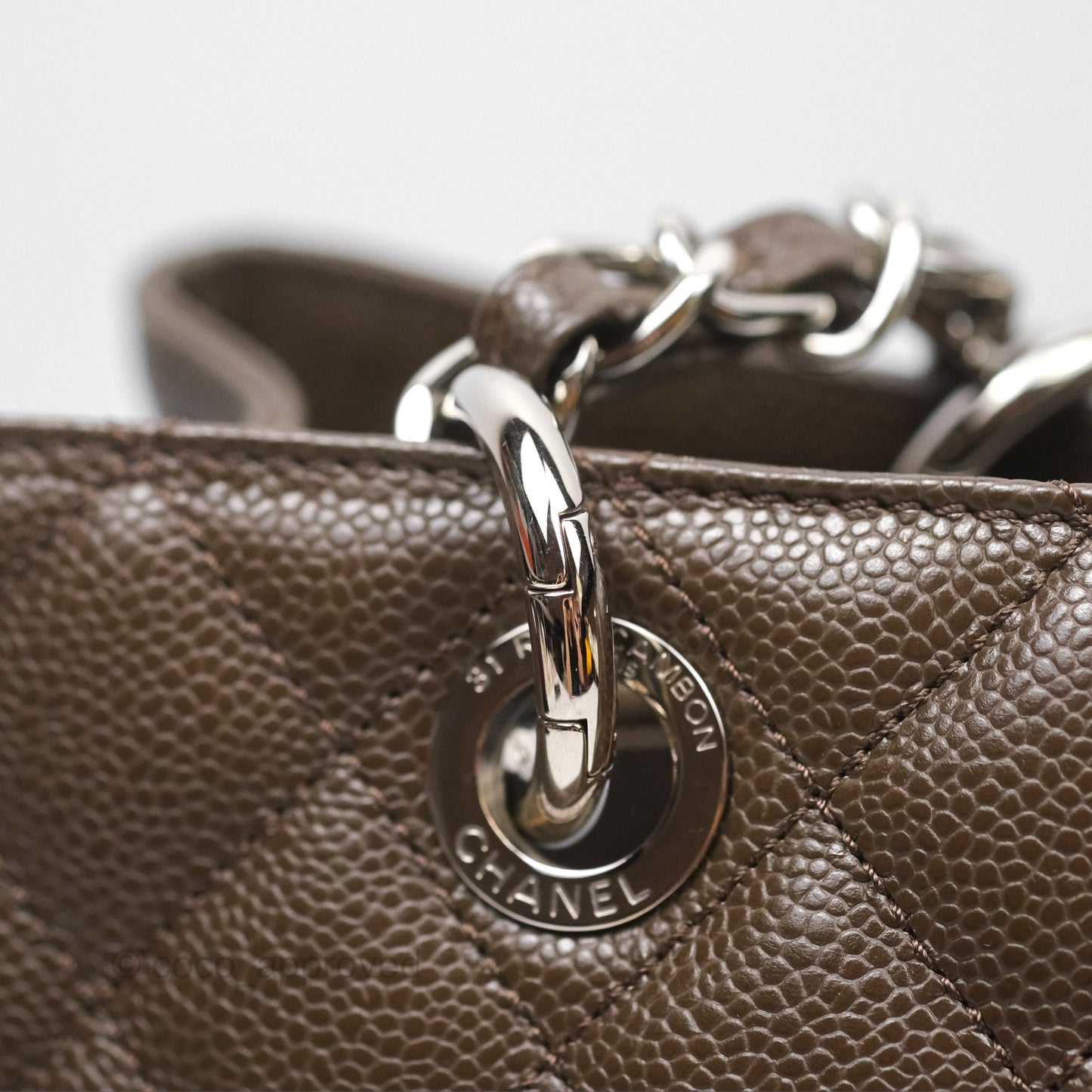 Chanel GST Chocolate Brown Caviar Silver Hardware