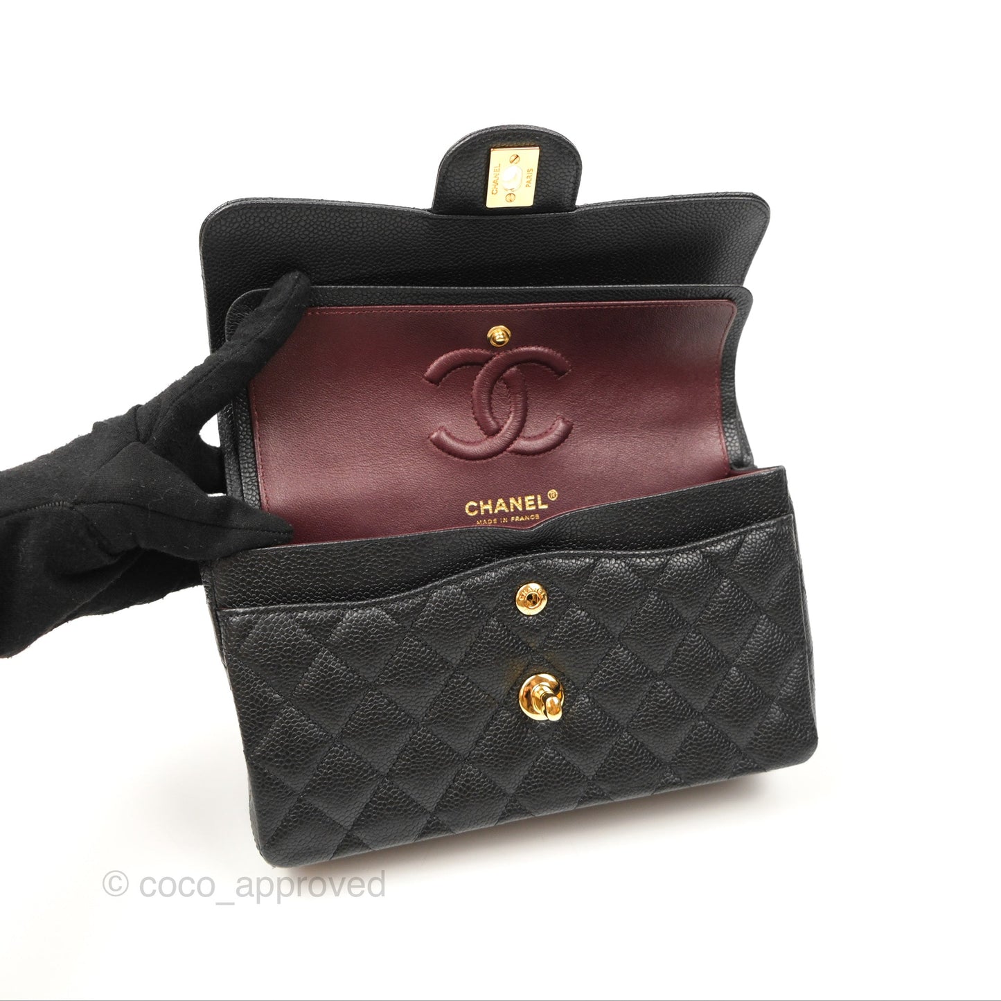 Chanel Classic Small S/M Flap Black Caviar Gold Hardware