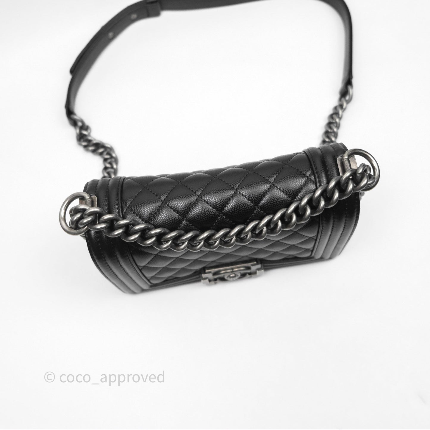 Chanel Small Boy Black Caviar Ruthenium Hardware