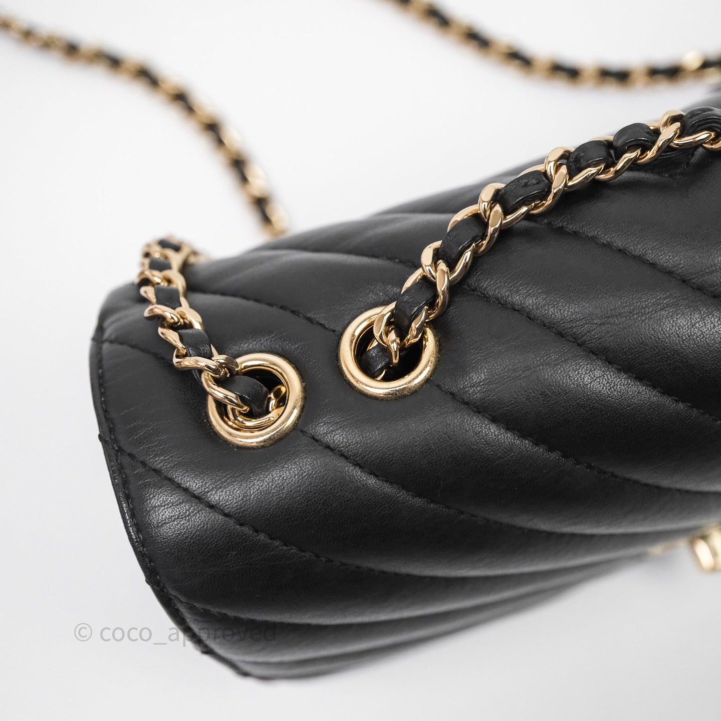 Chanel Small Statement Chevron Flap Bag Black Gold Hardware