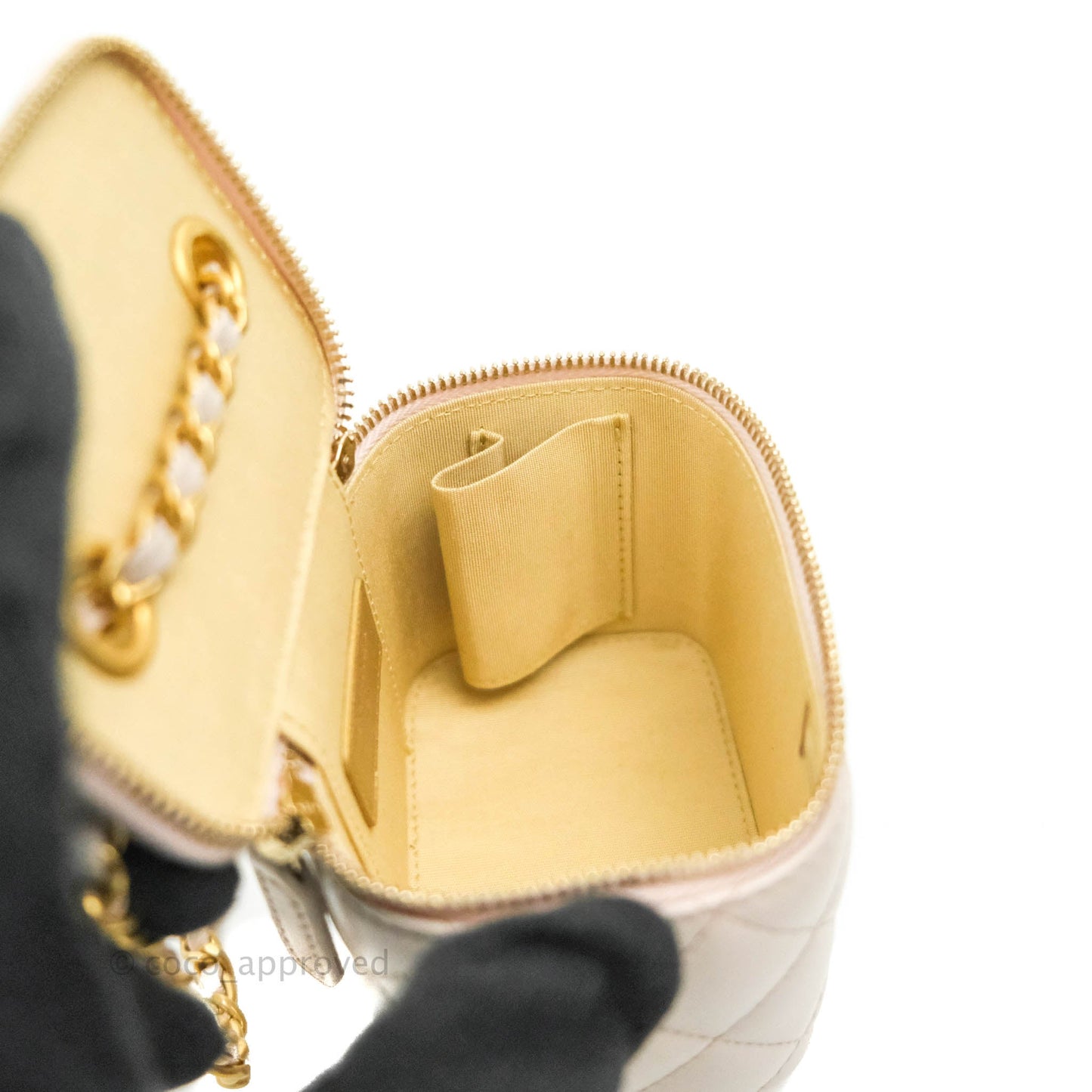 Chanel Classic Mini Pearl Crush Vanity With Chain Lilac Pink Lambskin Aged Gold Hardware