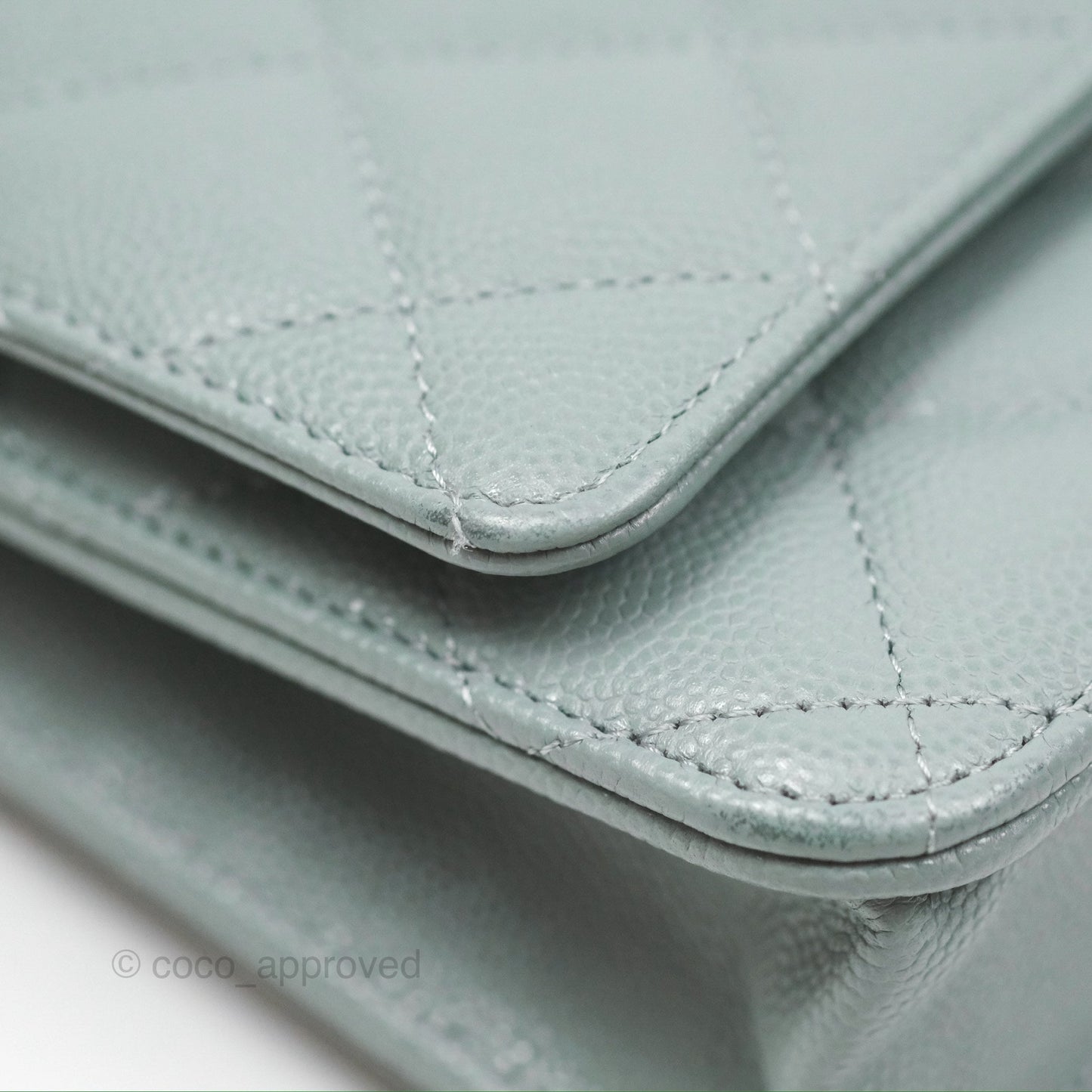 Chanel Quilted Classic Wallet on Chain WOC Green Caviar Silver Hardware