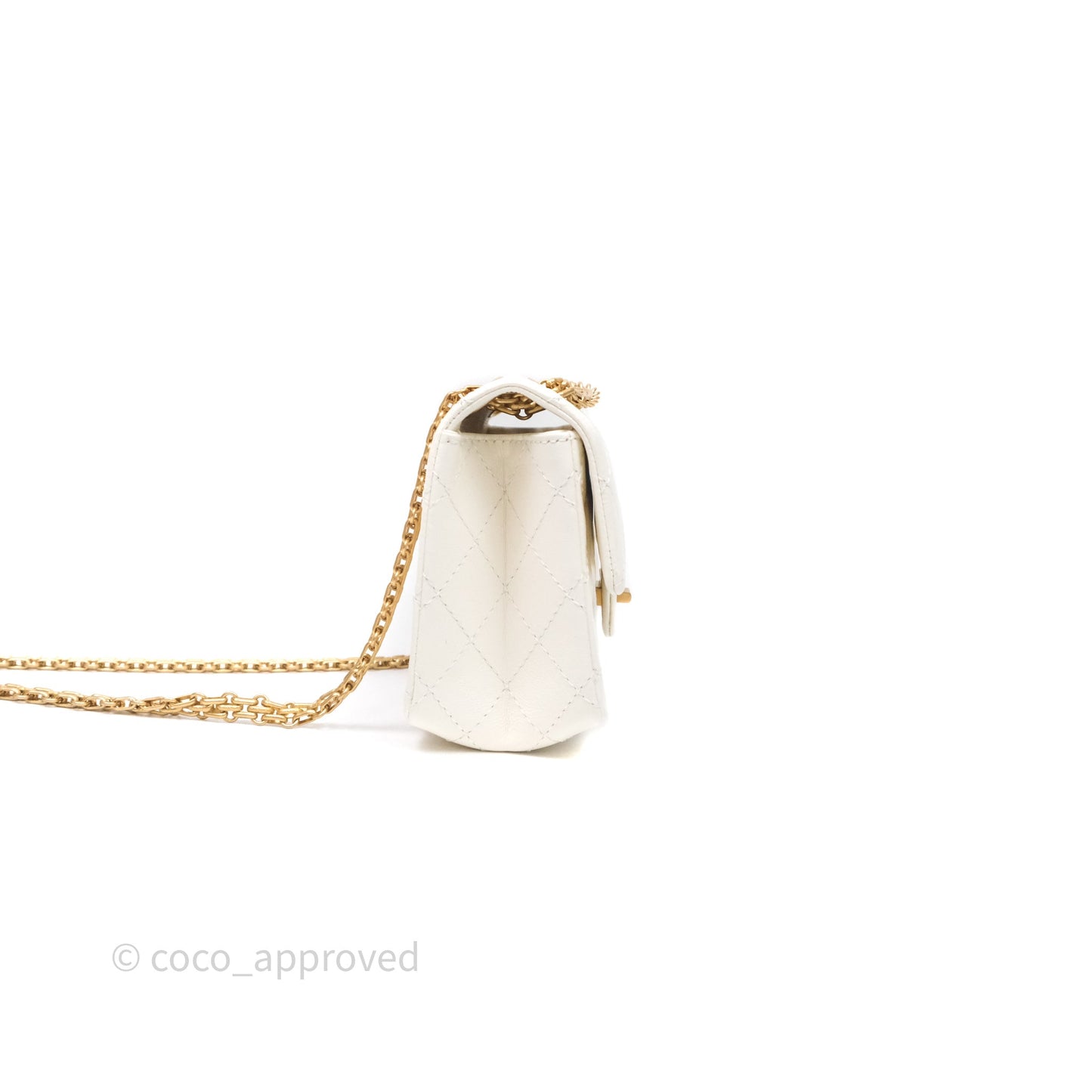Chanel Mini Reissue 224 White Calfskin Aged Gold Hardware