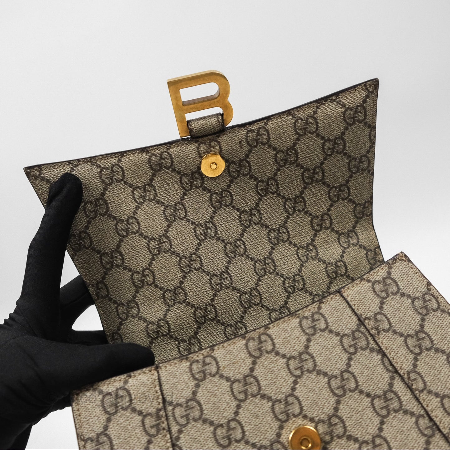 Gucci x Balenciaga The Hacker Project Small Hourglass Bag Beige/ Ebony