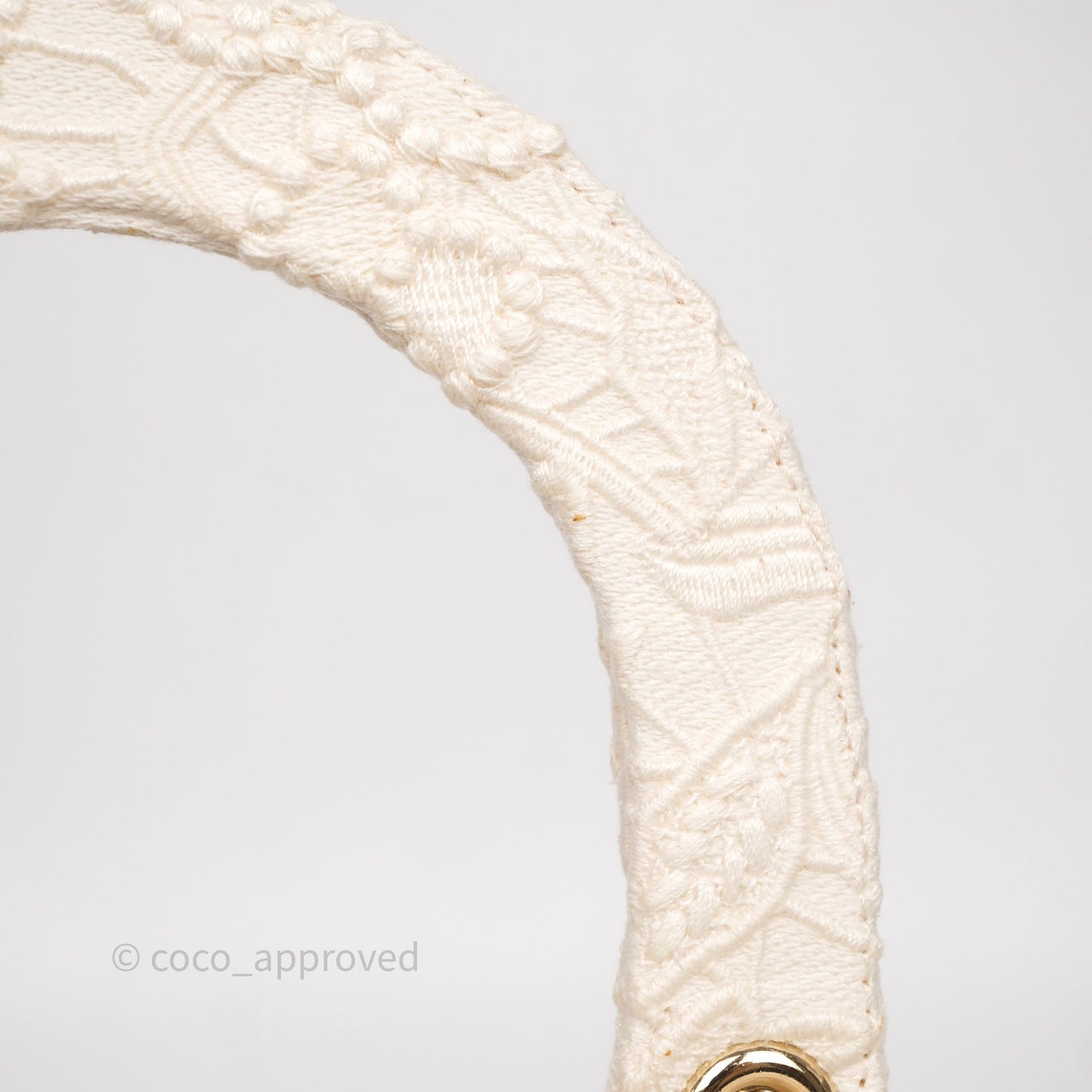 Christian Dior Lace Medium Lady Dior Ivory White Gold Hardware