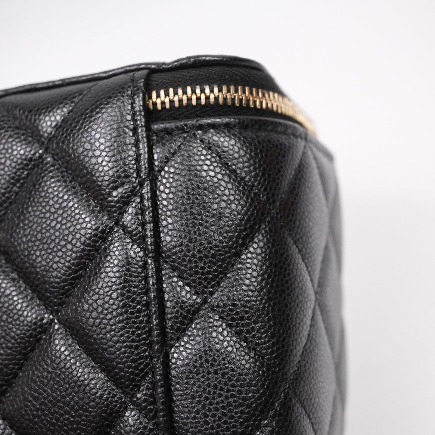 Chanel Vanity Rectangular With Chain Black Caviar Gold Hardware