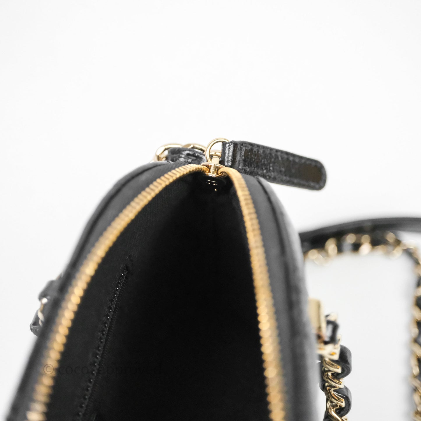 Chanel Handle Clutch with Chain Black Shiny Lambskin Gold Hardware