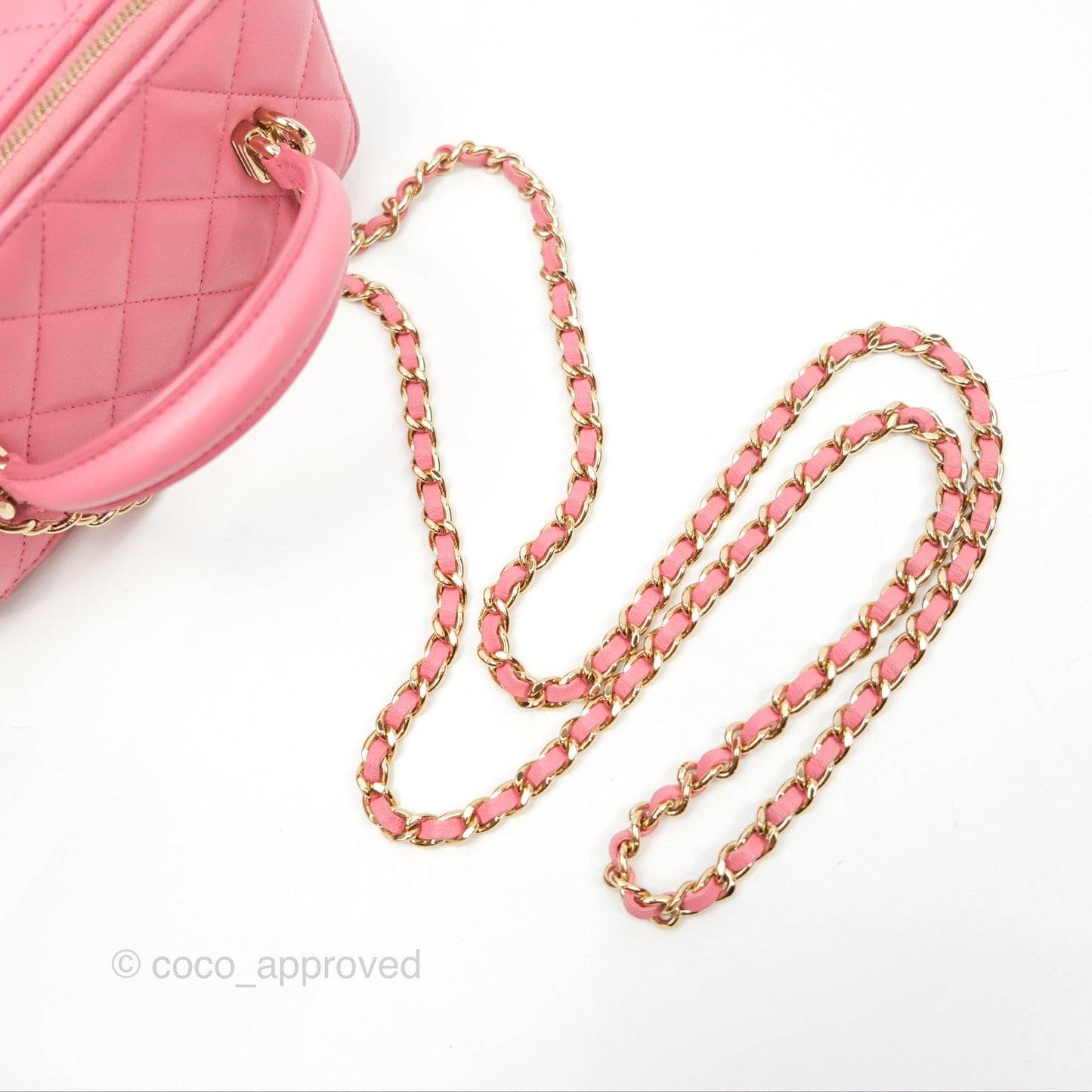 Chanel Vanity Rectangular Top Handle Pink Lambskin Gold Hardware