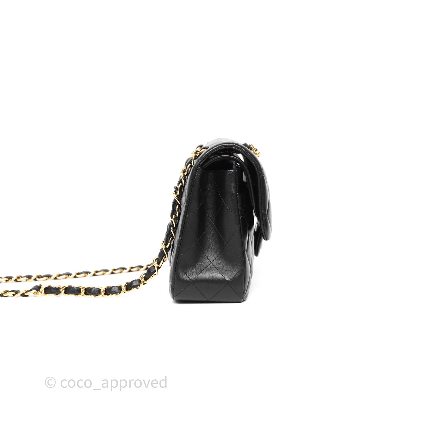 Chanel Small Classic Flap Quilted Black Lambskin Gold Hardware