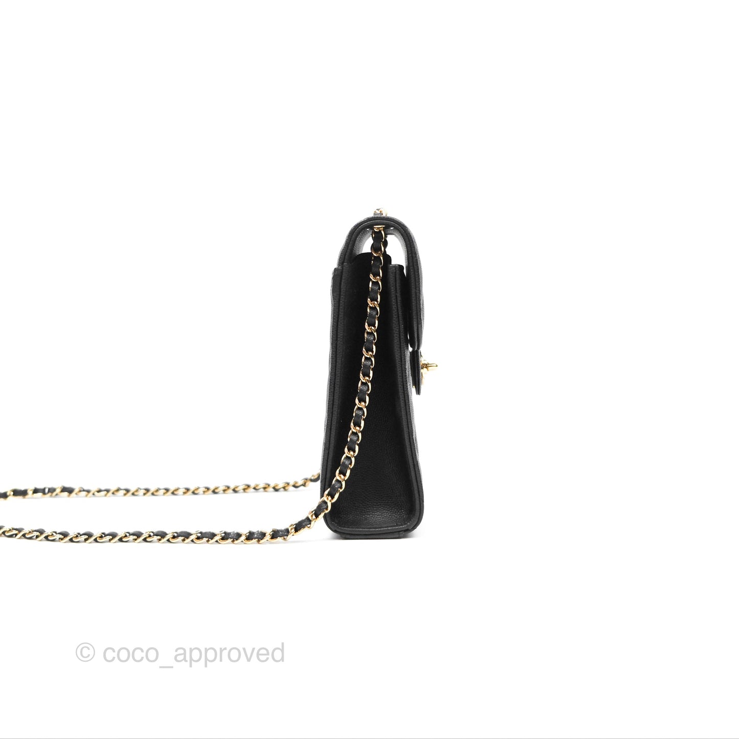 Chanel Classic Quilted Phone Holder Black Caviar Gold Hardware