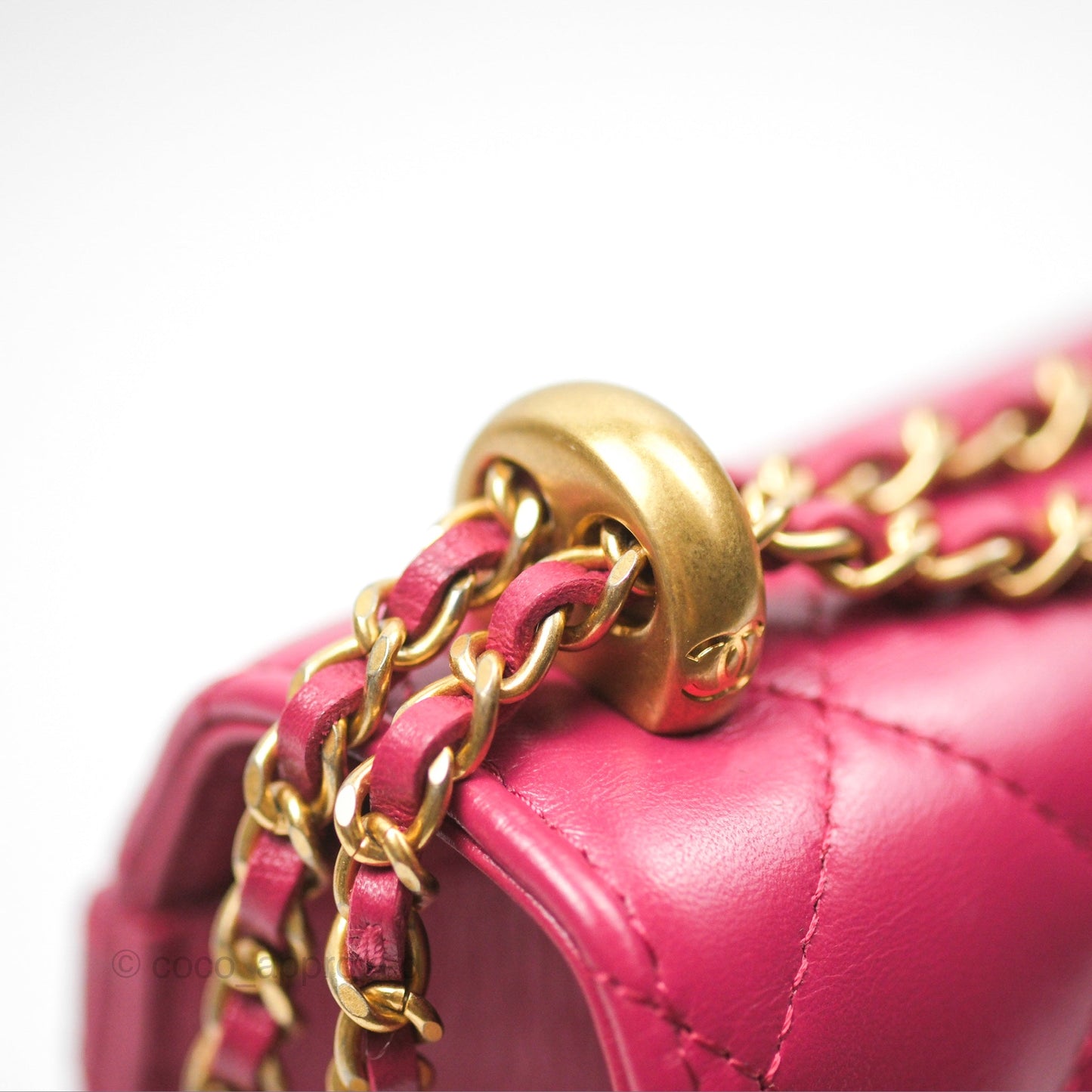 Chanel Quilted Perfect Fit Dark Pink Phone Holder Aged Gold Hardware