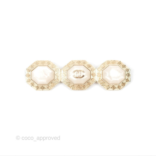 Chanel Mother-of-pearl CC Brooch Gold Tone 16C