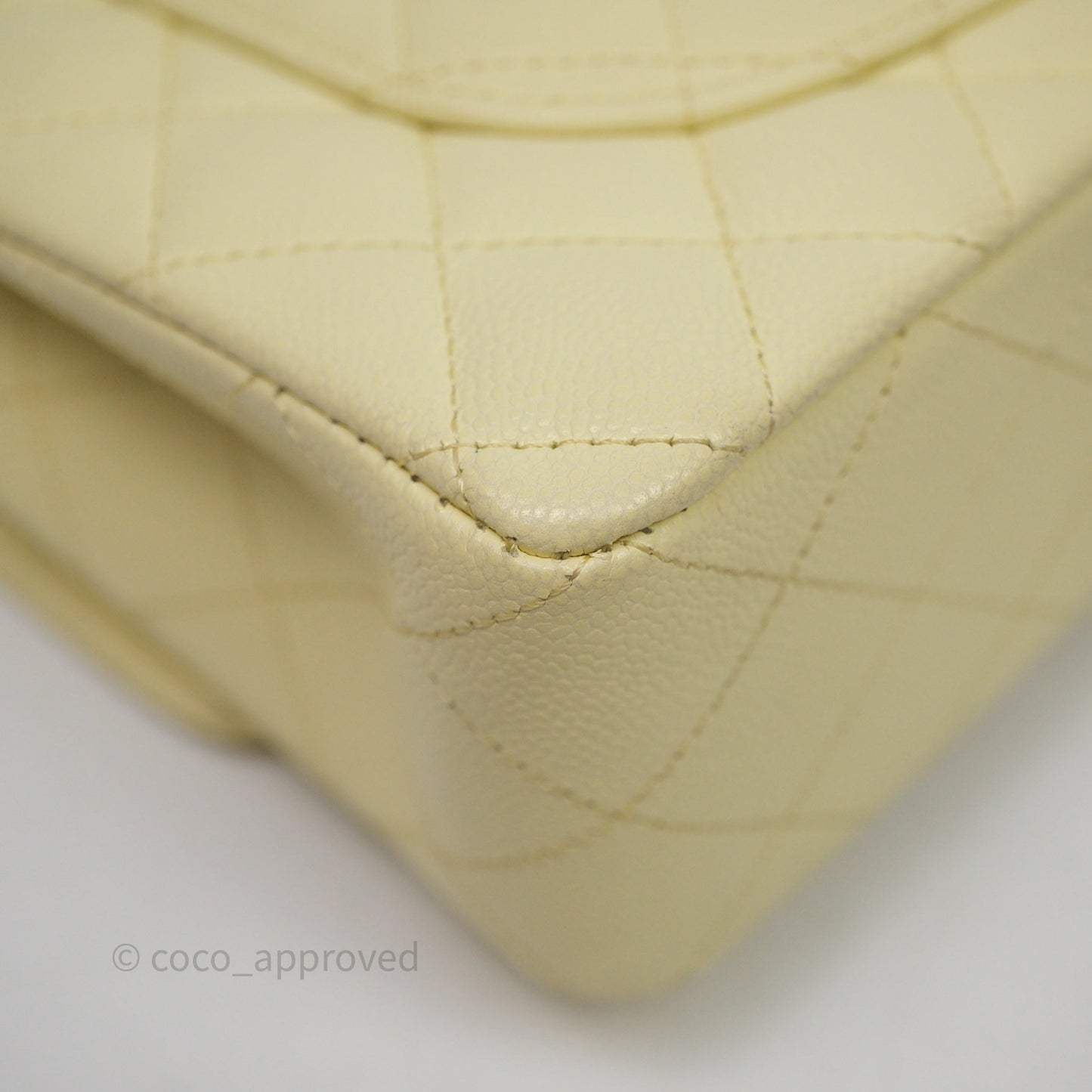 Chanel Small Classic Quilted Flap Light Yellow Caviar Gold Hardware