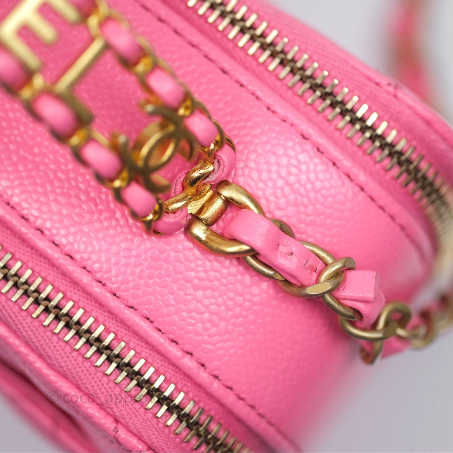 Chanel Quilted Pick Me Up Small Vanity Case Hot Pink Caviar Aged Gold Hardware