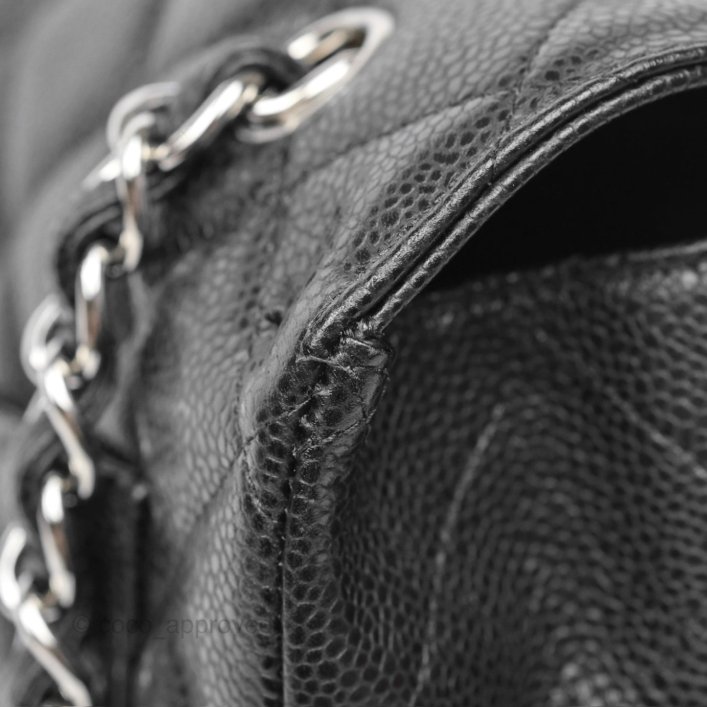 Chanel Maxi Single Flap Quilted Black Caviar Silver Hardware