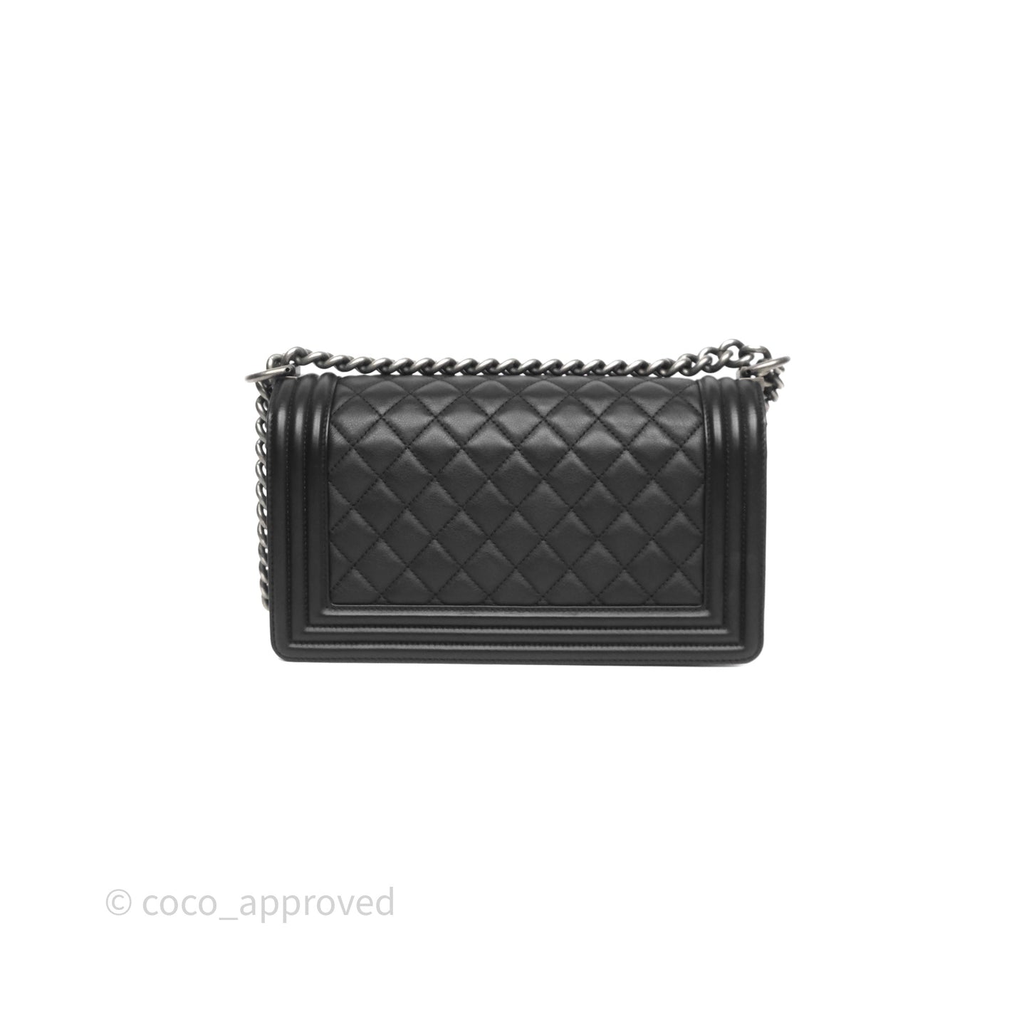 Chanel Quilted Medium Boy Black Calfskin Ruthenium Hardware