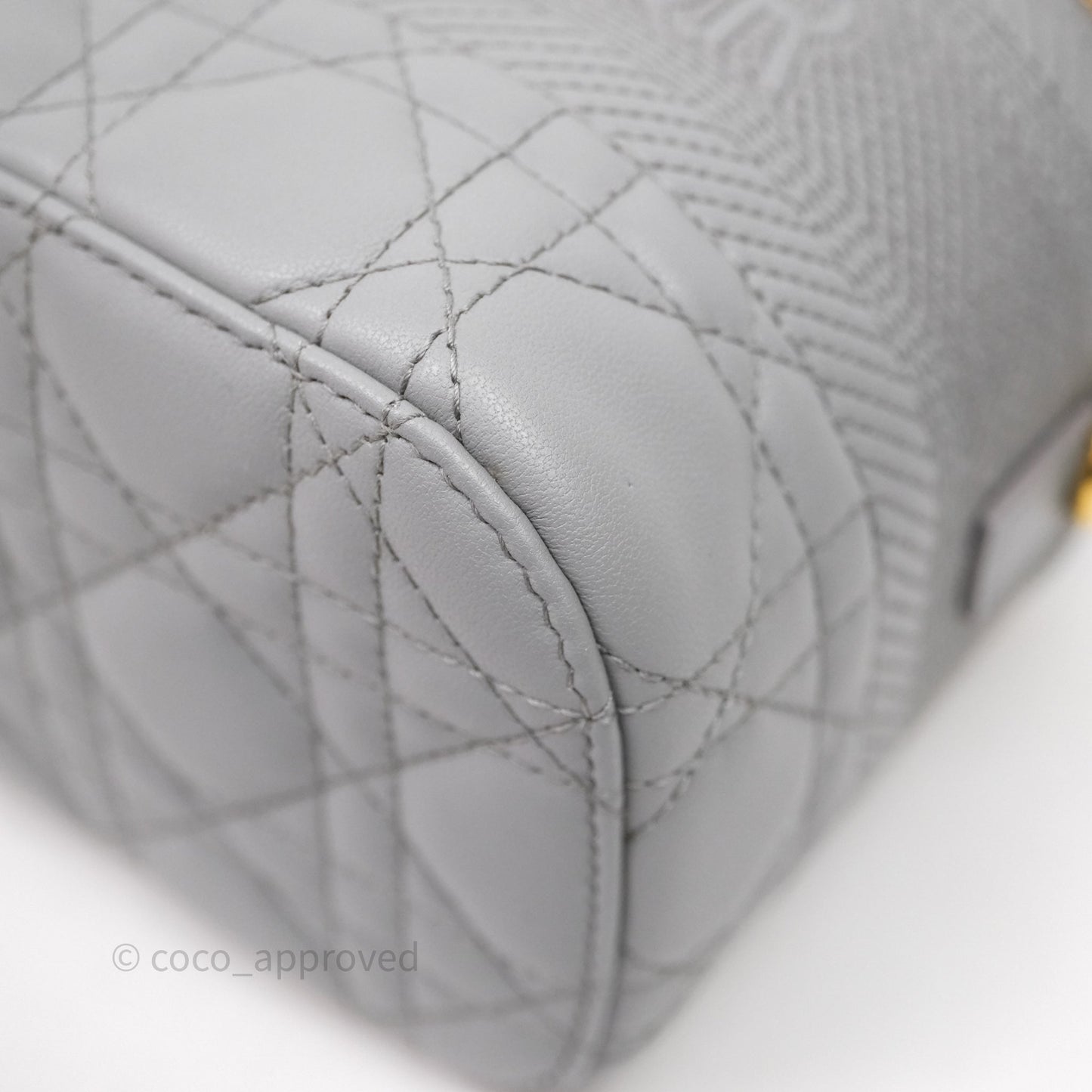 Christian Dior Small Diortravel Vanity Case Grey Lambskin Cannage