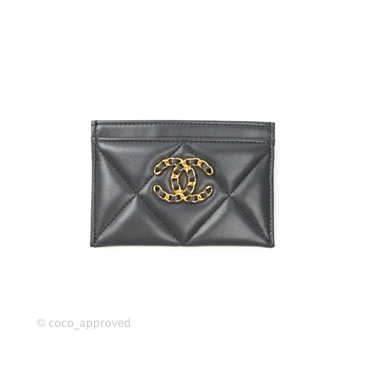 Chanel 19 Quilted Dark Grey Flat Card Holder