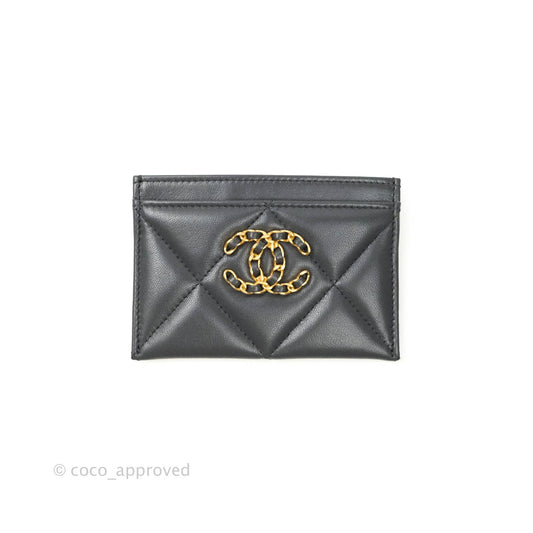 Chanel 19 Quilted Dark Grey Flat Card Holder