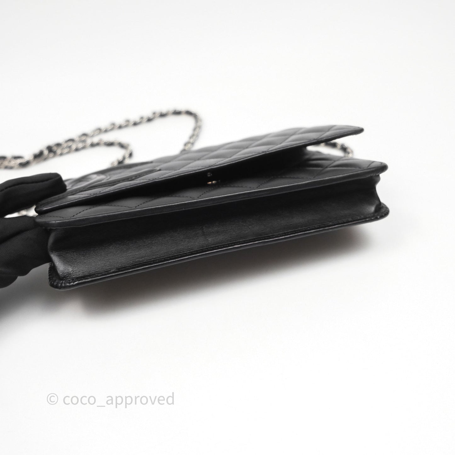 Chanel Quilted Cambon Wallet on Chain WOC Black Calfskin Silver Hardware