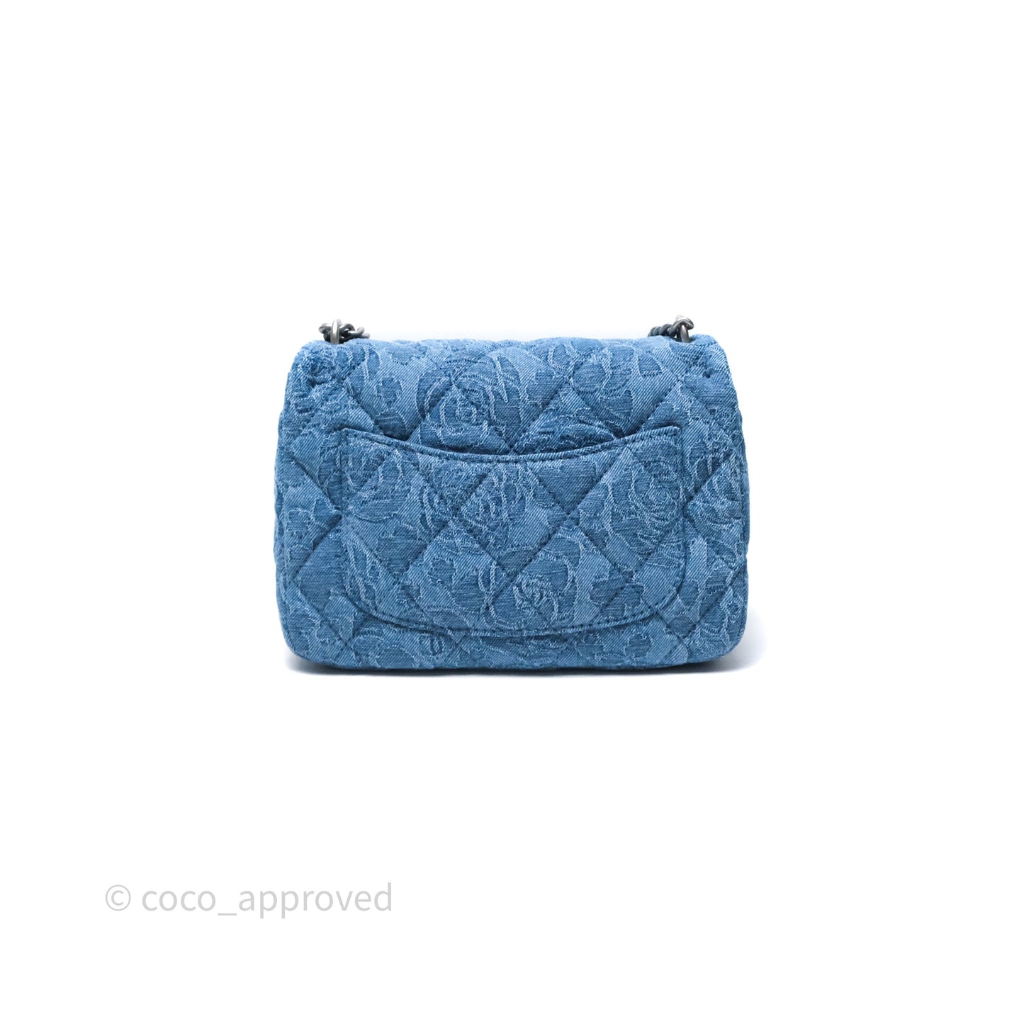 Chanel Mini Flap Bag Heart Adjustable Chain Camellia Denim Aged Gold Hardware