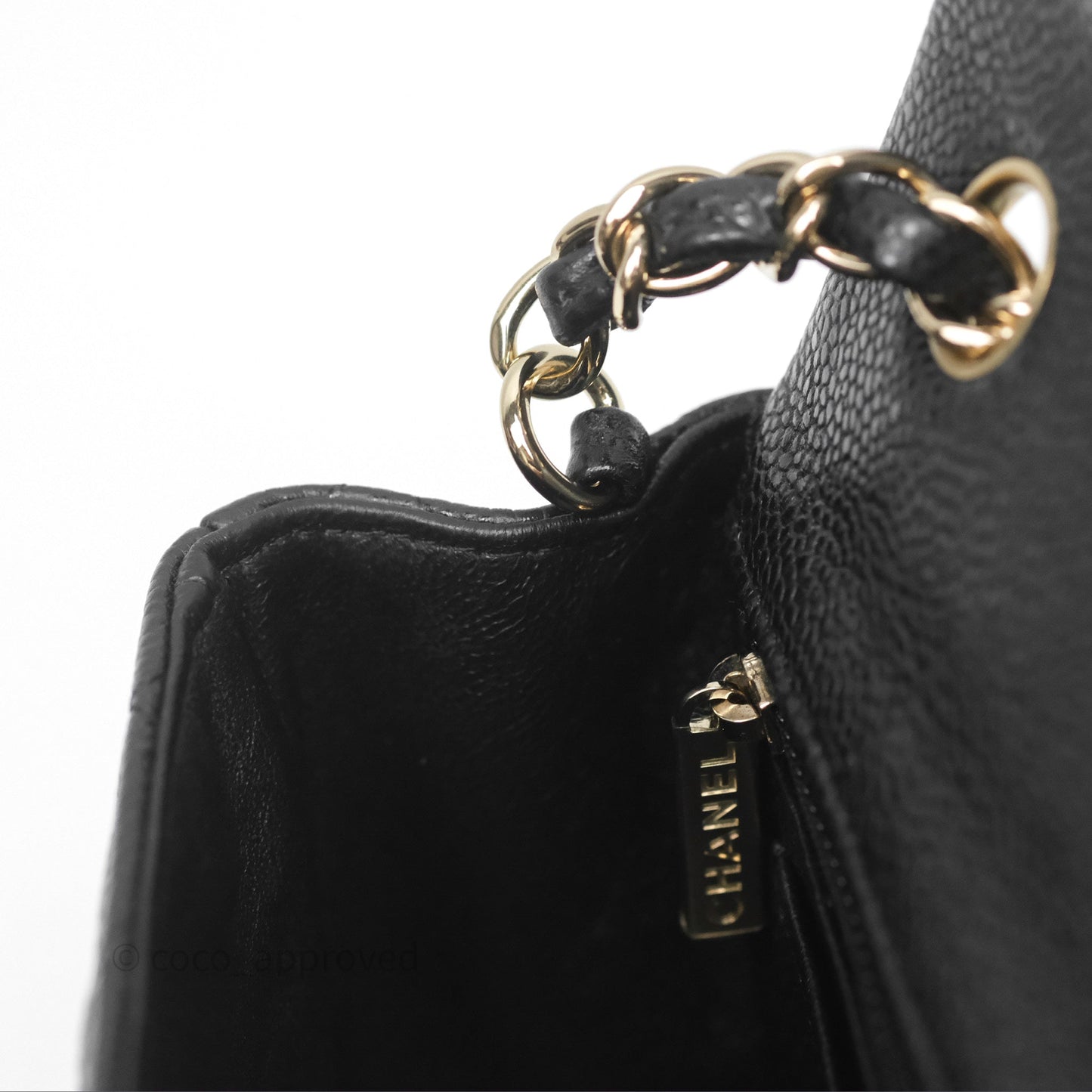 Chanel Quilted Mini Rectangular Black Caviar Gold Hardware