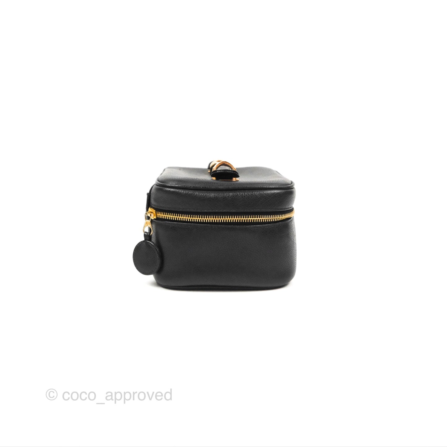 Chanel Vintage Vanity Case Black Caviar Gold Hardware