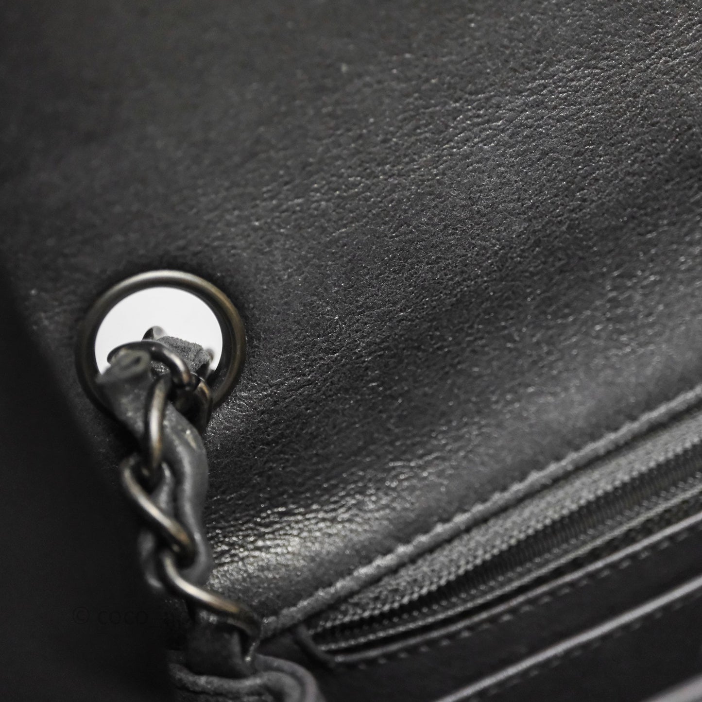 Chanel Mini Square Iridescent Grey Suede Gun Metal Hardware