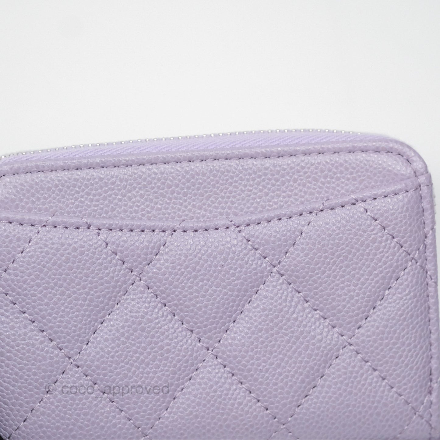 Chanel Classic Zipped Coin Purse Lilac Caviar Silver Hardware