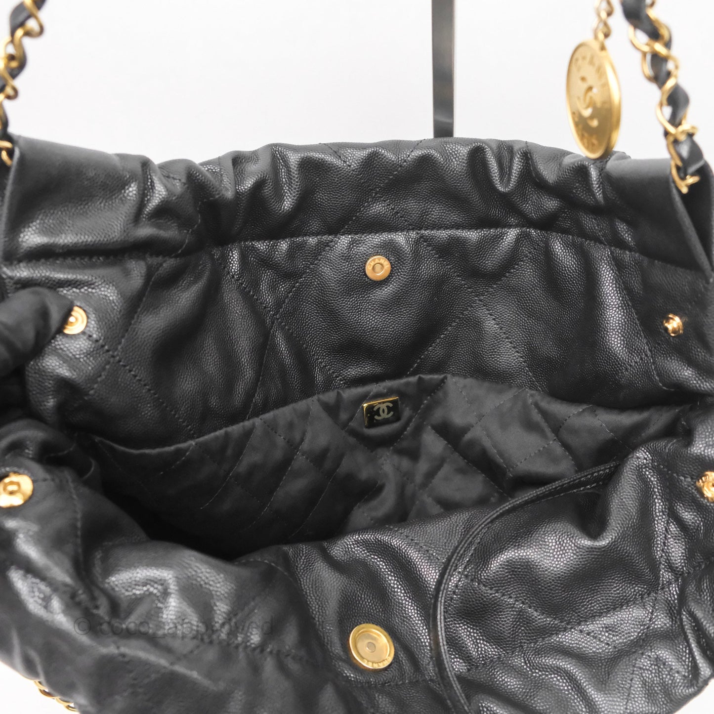Chanel 22 Small Black Caviar Aged Gold Hardware