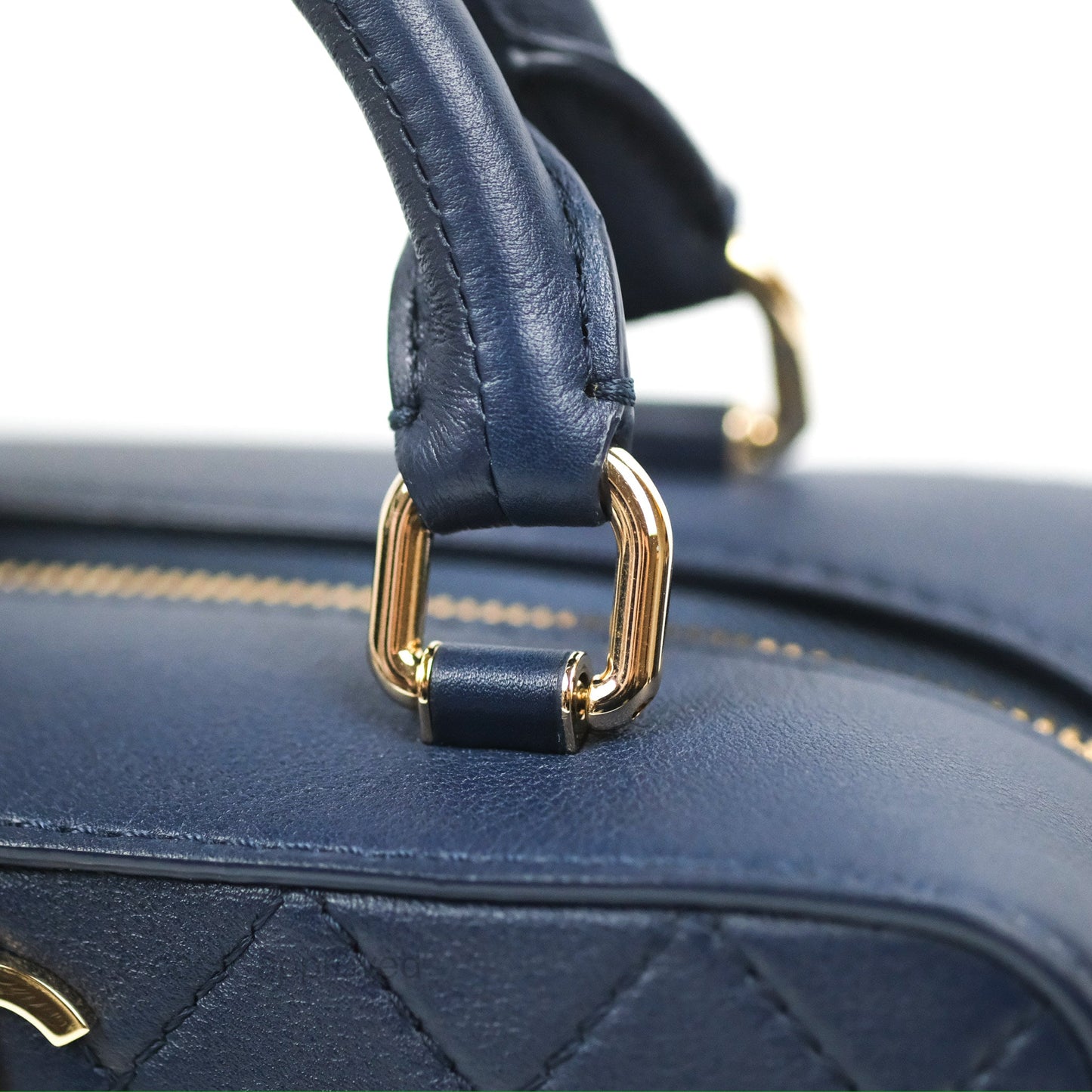 Chanel Quilted Travel Kit Vanity Case Navy Calfskin Gold Hardware