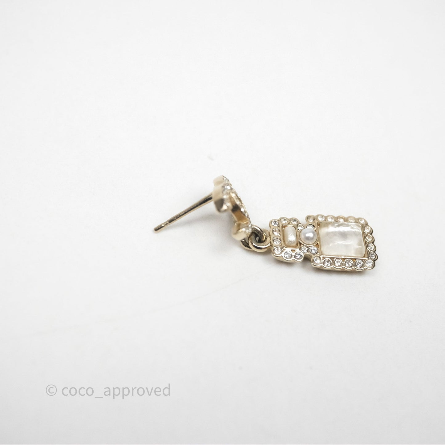 Chanel CC Crystal Perfume Bottle Earrings Gold Tone 21K