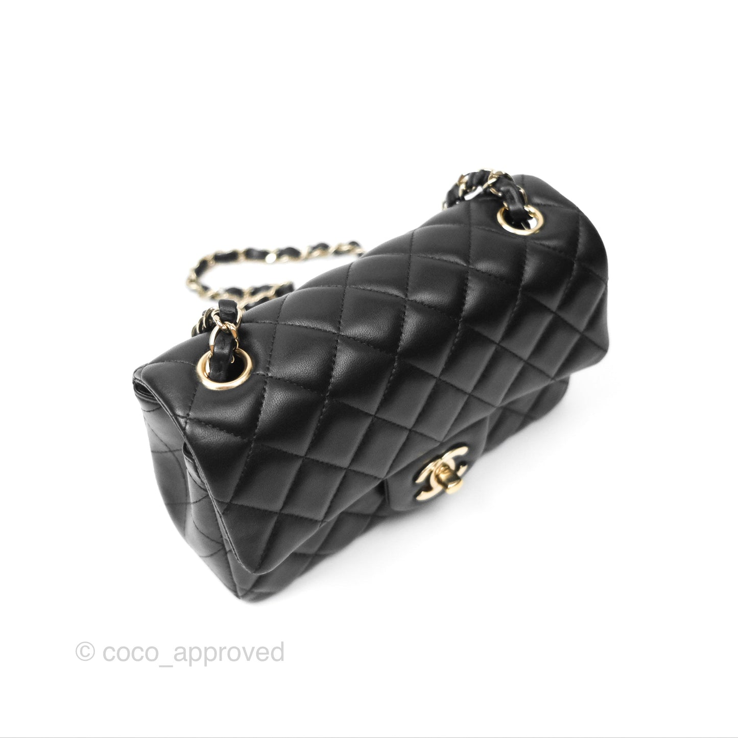 Chanel Mini Rectangular Quilted Black Lambskin Gold Hardware