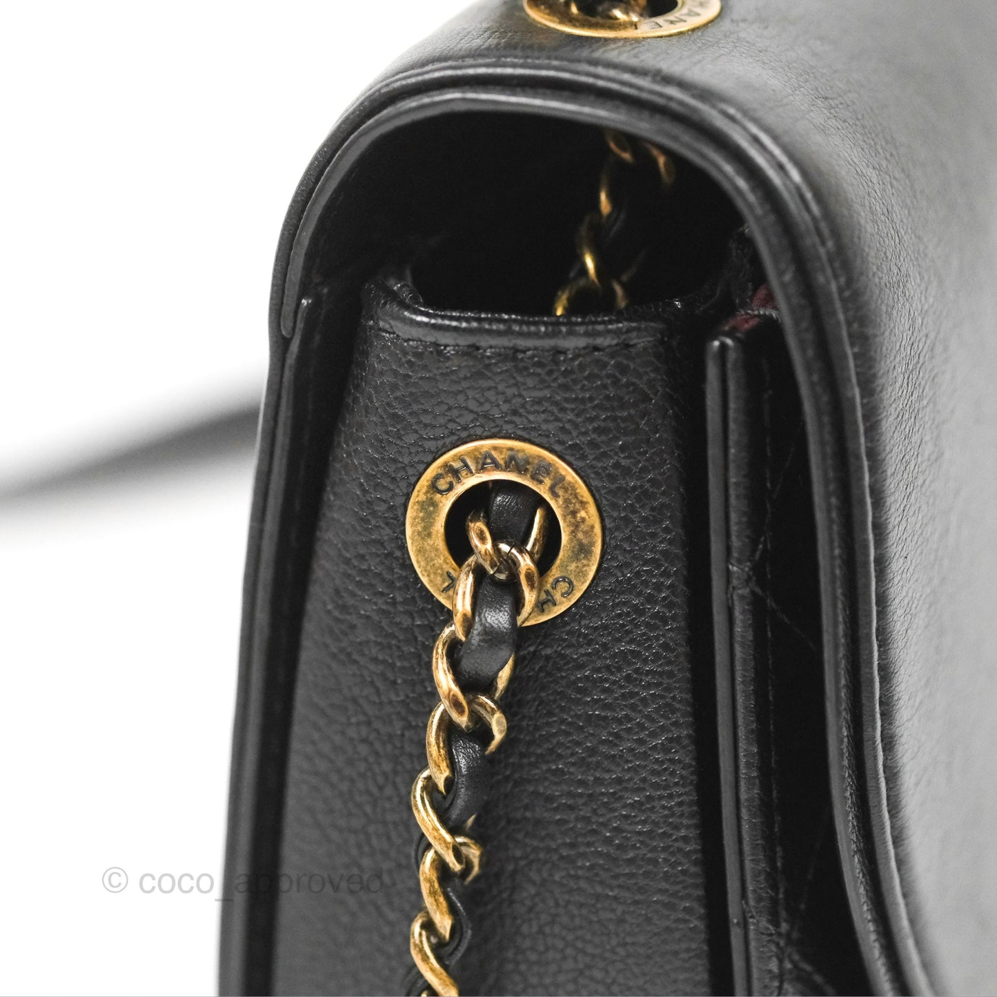 Chanel Small Coco Curve Flap Black Goatskin Antique Gold Hardware