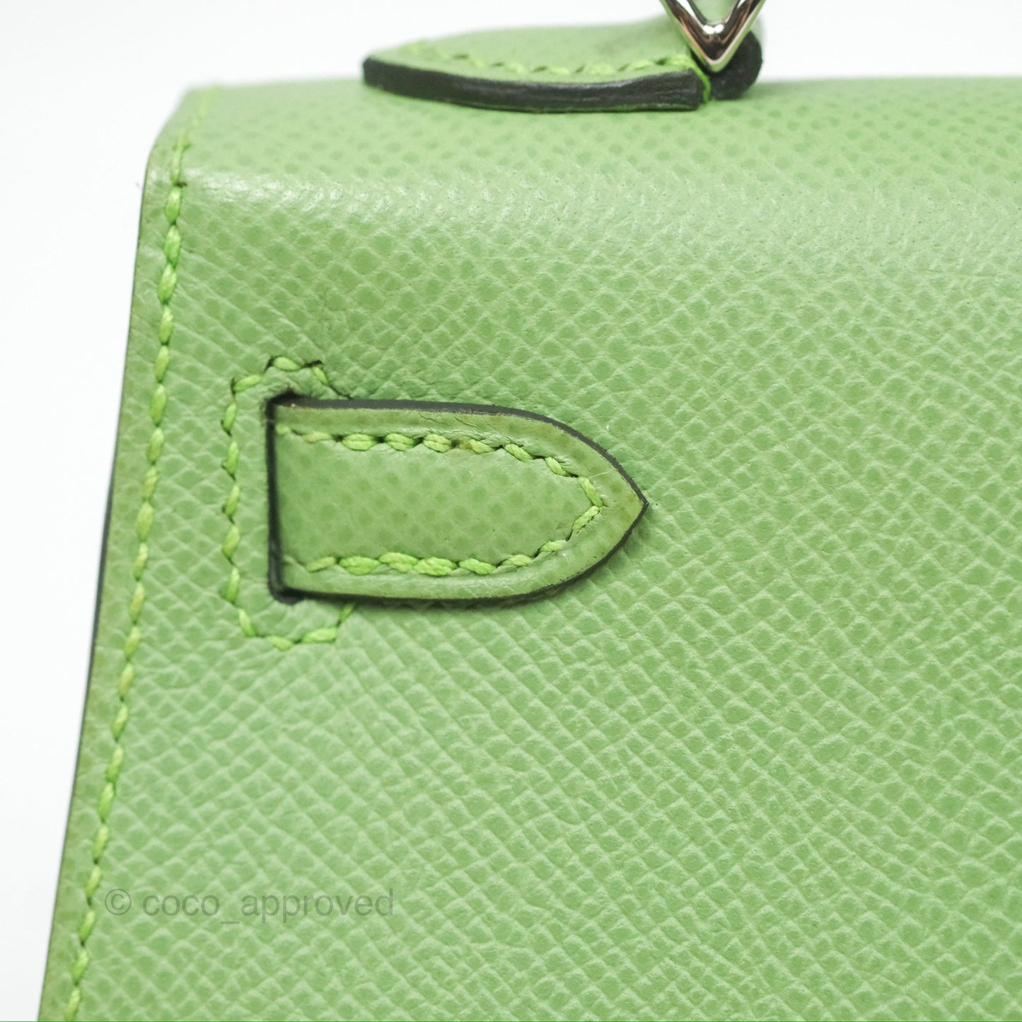 Hermès Mini Kelly II Vert Criquet Epsom Palladium Hardware