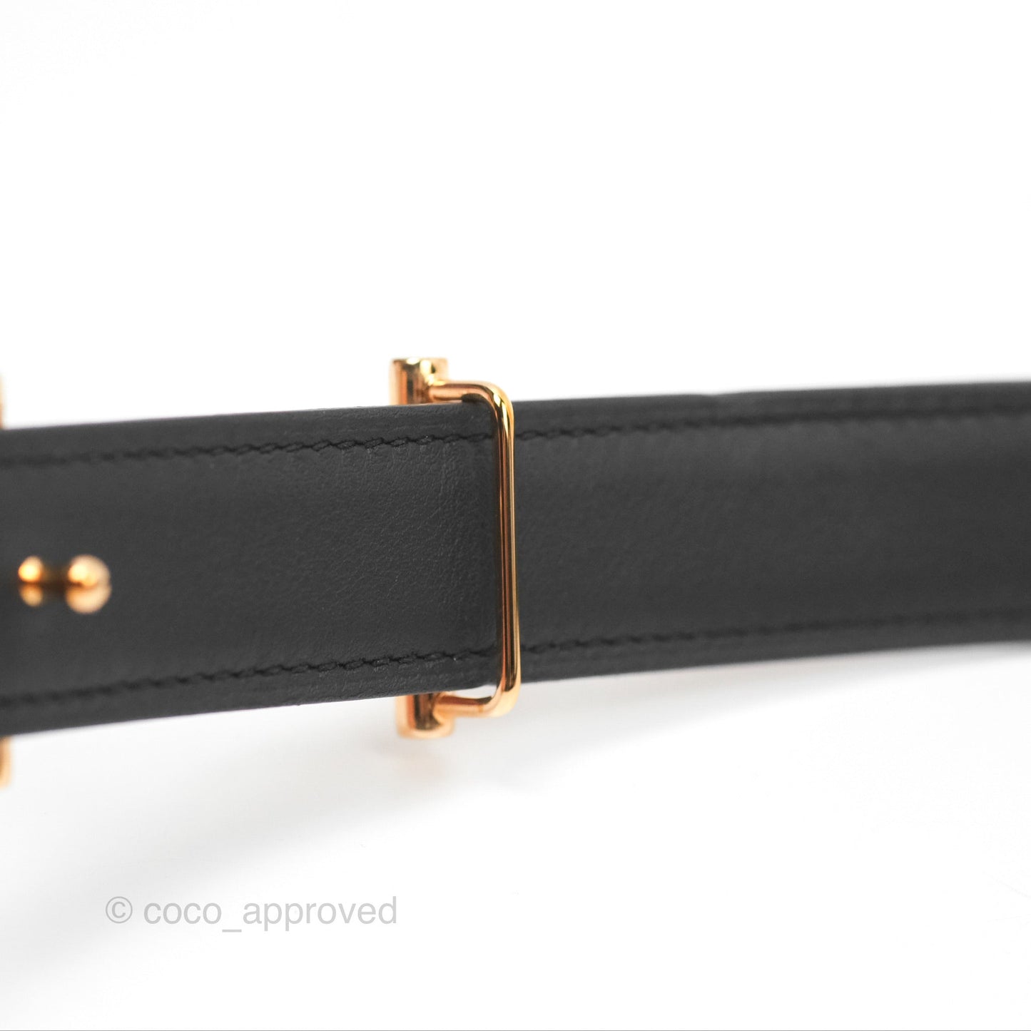 Hermès Lagune Belt Buckle & Reversible Leather Strap Gold / Noir Rose Gold Hardware 24mm