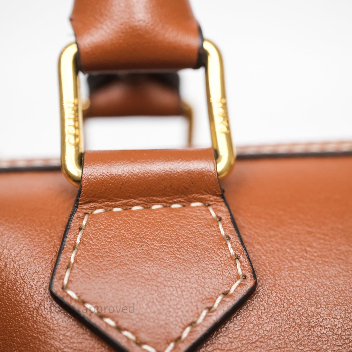 Celine Small Boston Bag Tan Calfskin Gold Hardware