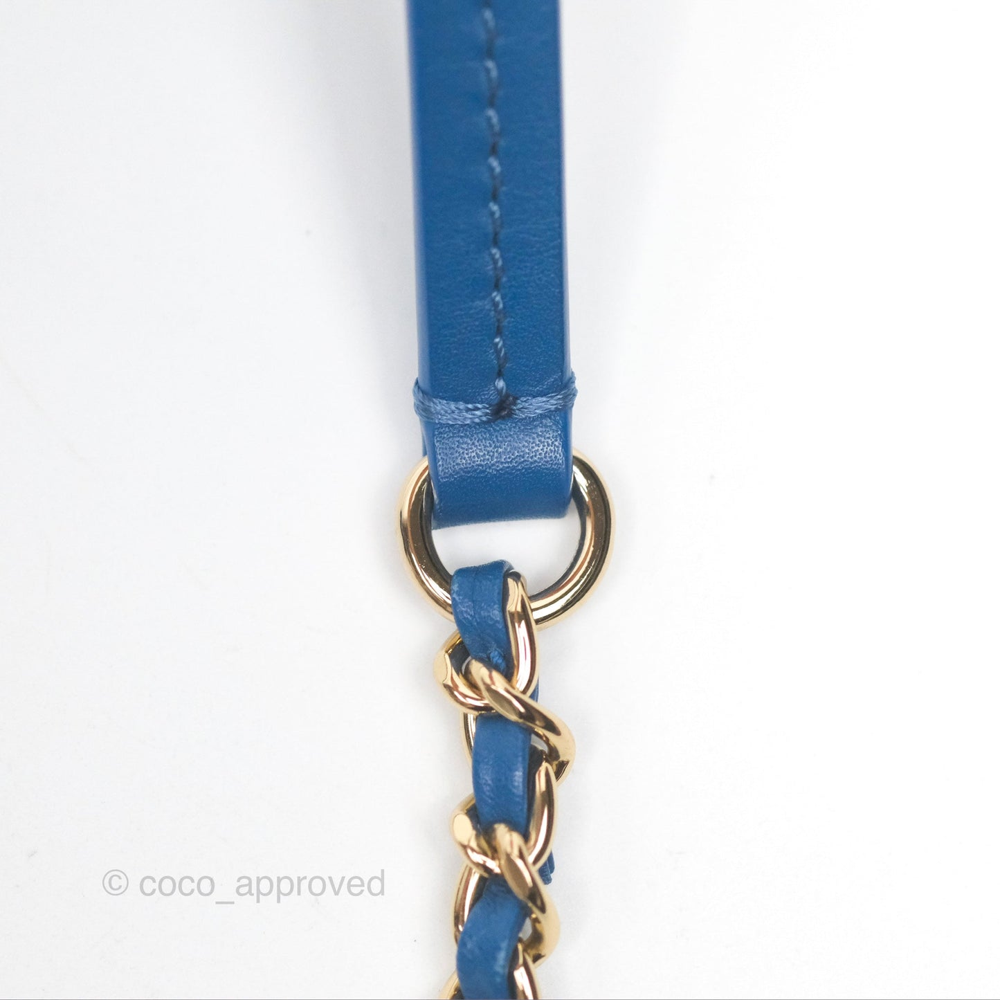 Chanel Stitched Camera Case Bag Blue Calfskin Gold Hardware
