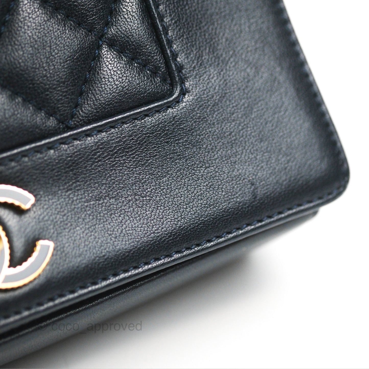 Chanel Small Vintage Mademoiselle Flap Navy Sheepskin Gold Hardware
