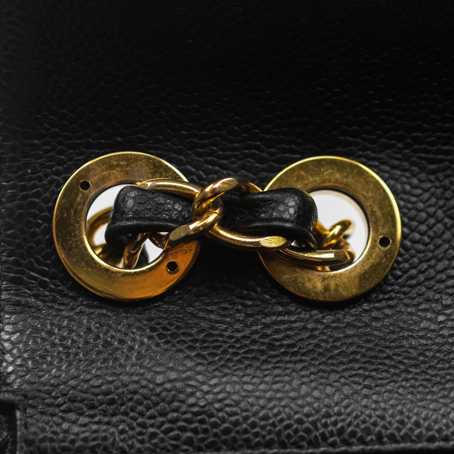 Chanel Vintage Jumbo Single Flap Black Caviar 24K Gold Hardware