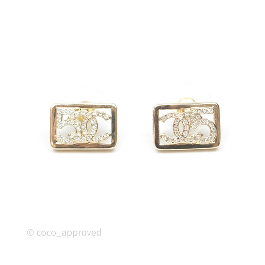 Chanel Crystal CC No.5 Earrings Gold Tone 23B