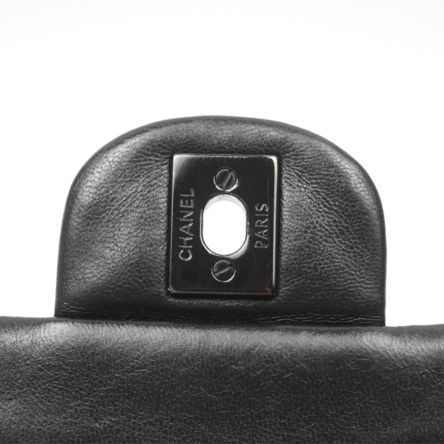 Chanel Classic M/L Medium Flap Chevron So Black Calfskin